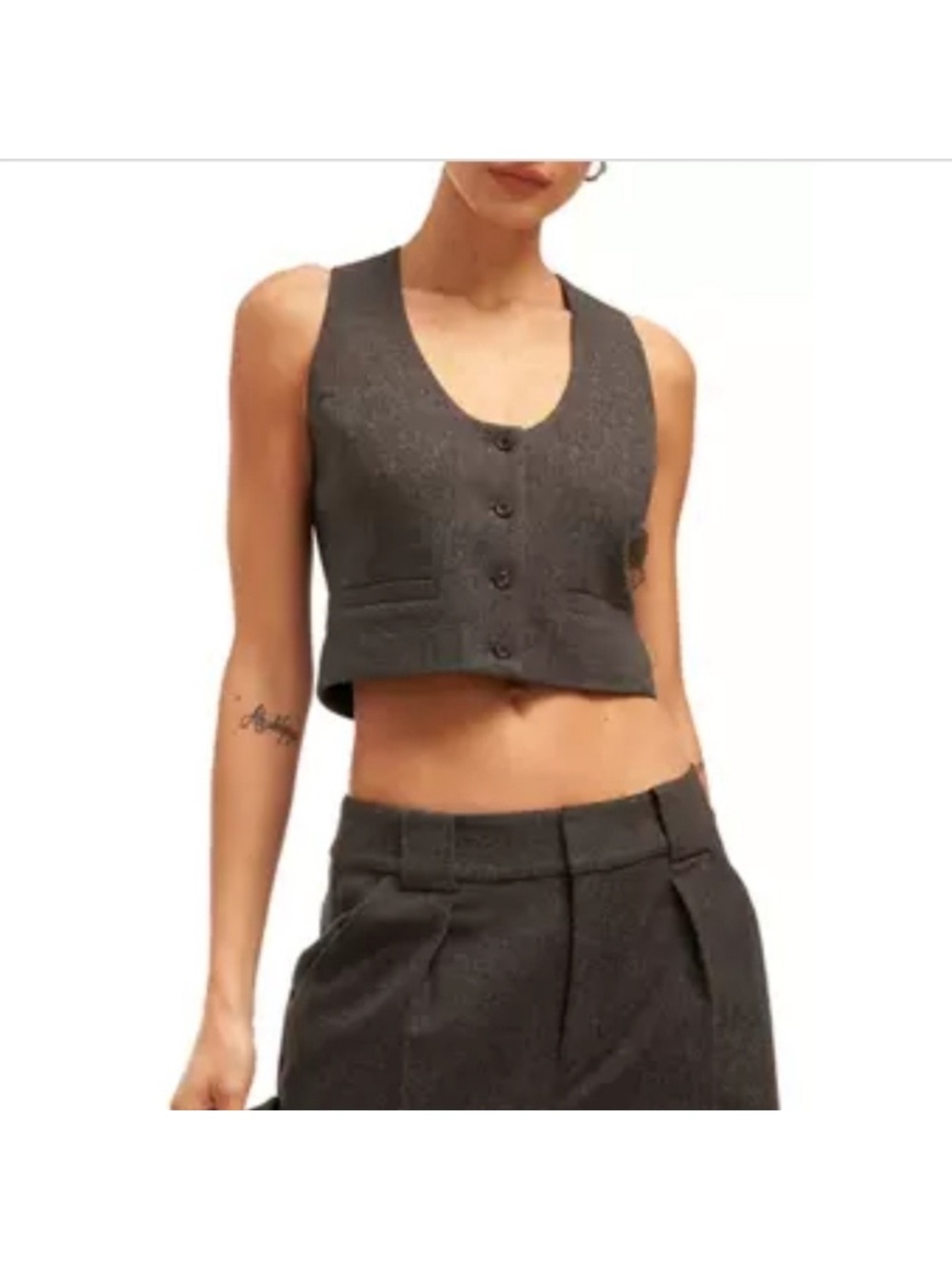 Equipment Femme Charlie Charcoal Wool Cropped Vest Like New size 6